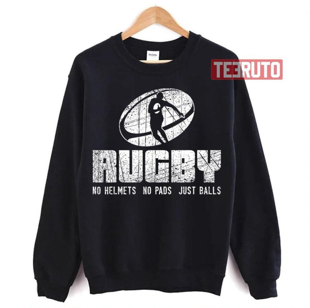 No Helmet No Pads Just Balls Funny Rugby Quote Unisex T-Shirt
