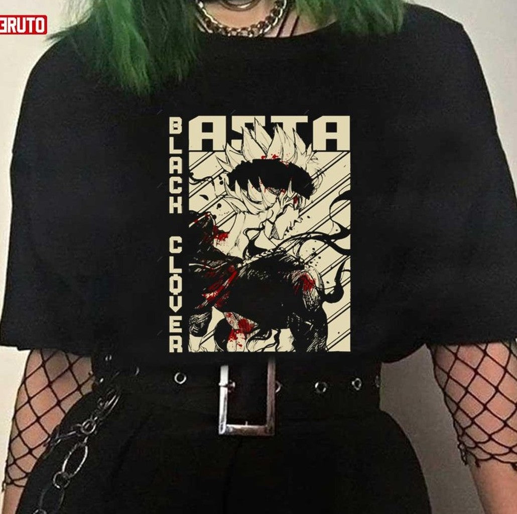 Asta Anime Black Burakku Kurōbā Anime Grunge Border Black Clover Unisex T-Shirt