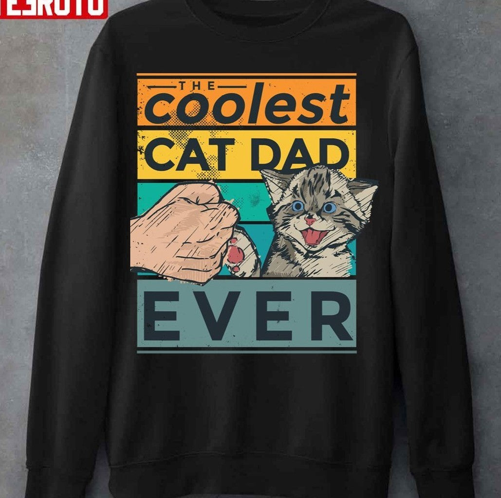 The Coolest Cat Dad Ever Cute Vintage Art Unisex T-Shirt
