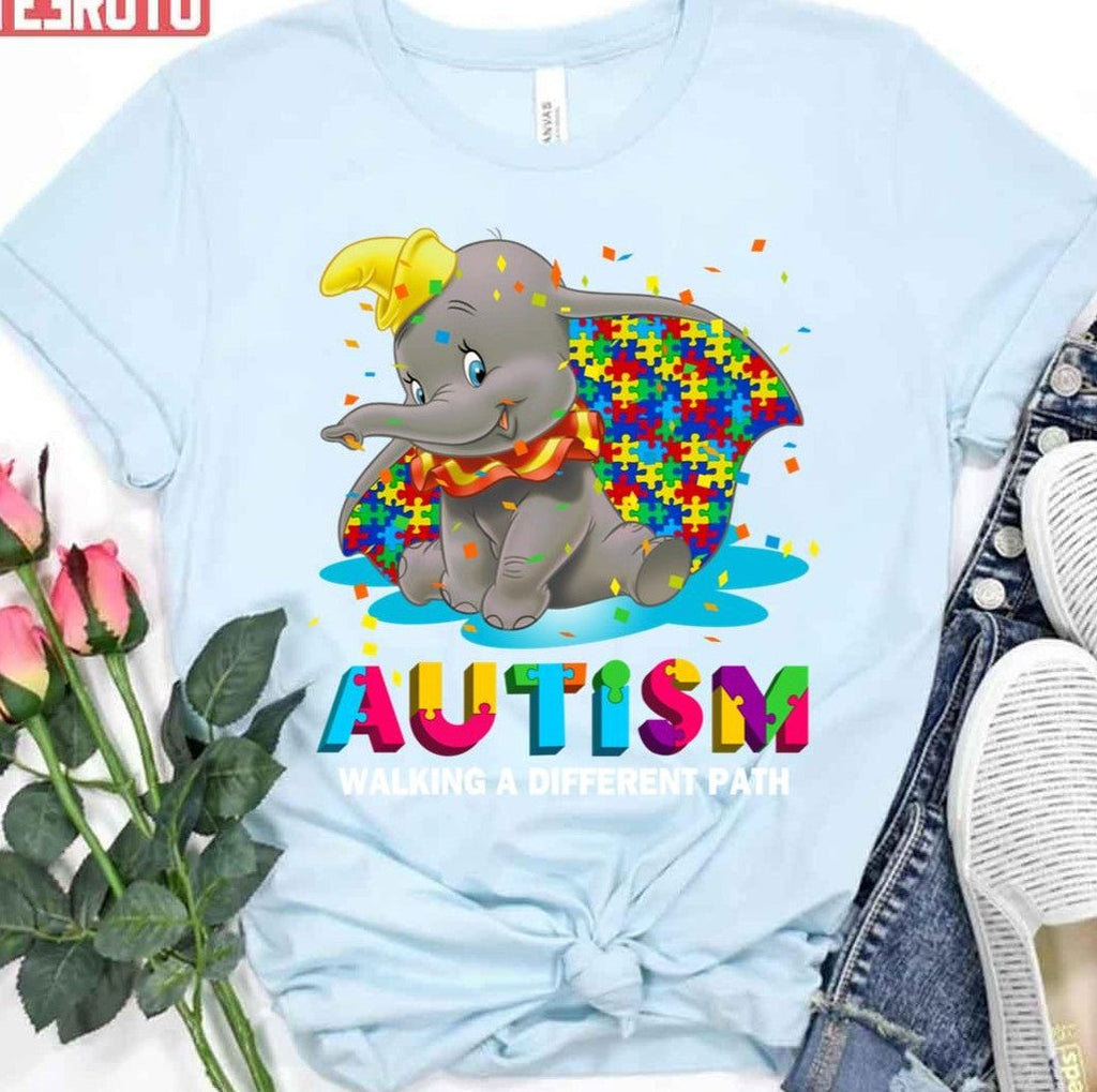 Autism Walking A Different Path Dumbo The Elephant Unisex T-Shirt