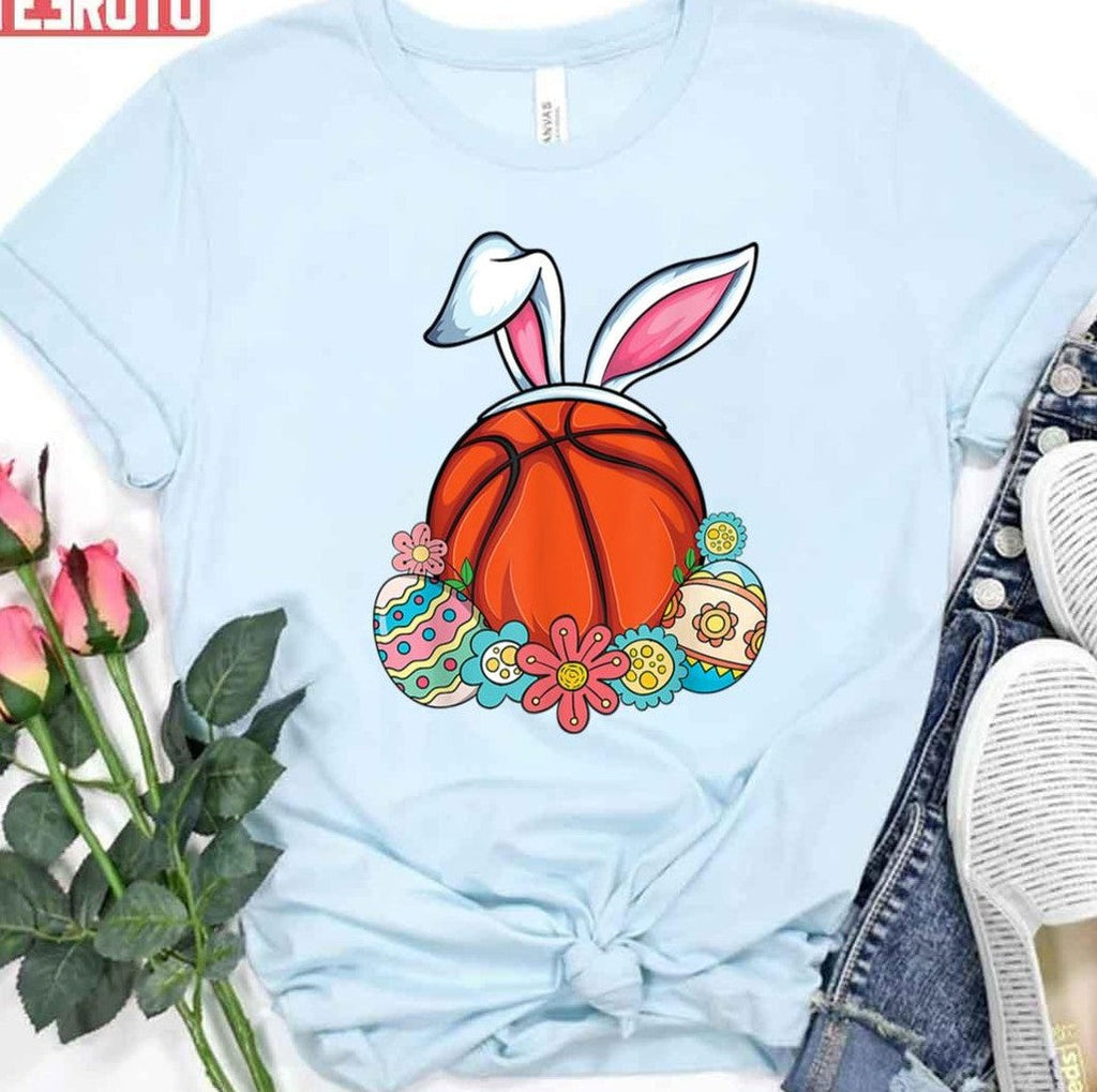 Basketball Bunny Ear Boys Teens Easter Basketball Unisex T-shirt