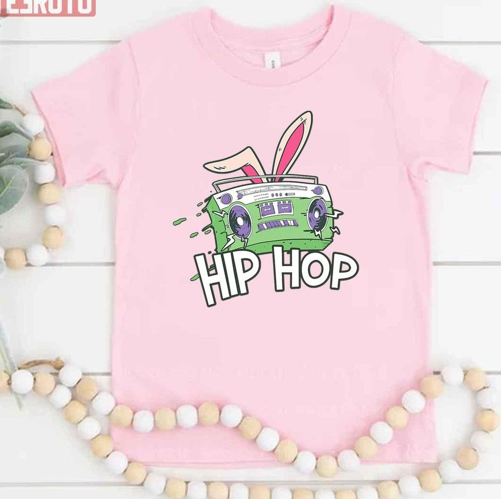 Retro Hiphop Bunny Radio Funny Easter Kid T-Shirt