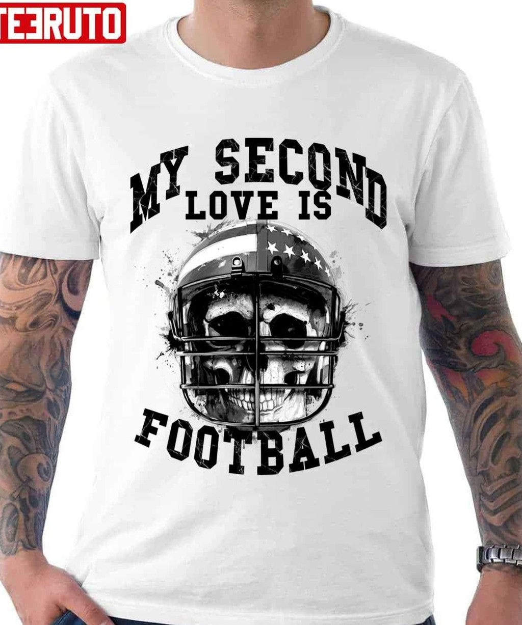 My Second Love Is Football Skull Design Unisex T-shirt