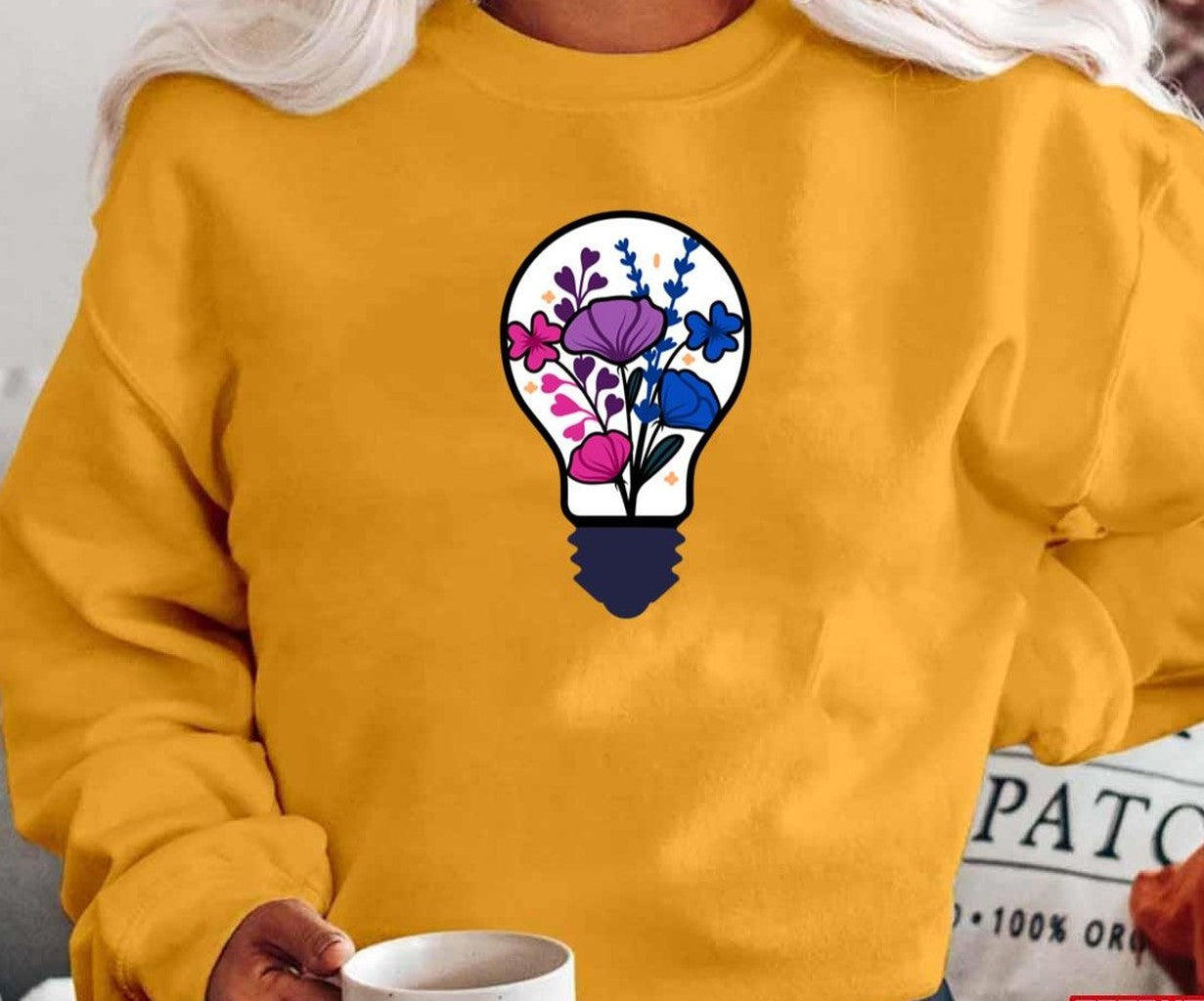 Bisexual Flowers In Lightbulb Lgbtq Pride Month Unisex T-Shirt