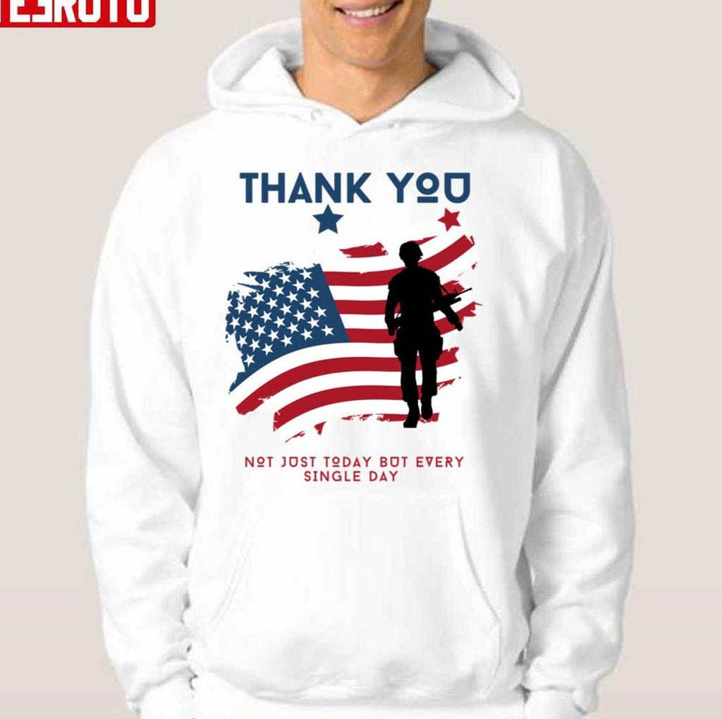 Thank You Veterans Veterans War Soldiers American Flag Unisex Hoodie
