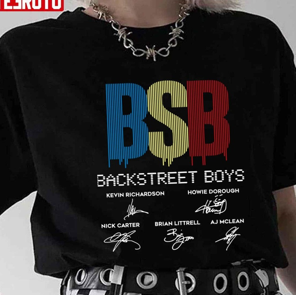Pop Band 90s Backstreet Boys Members With Signature Unisex T-Shirt
