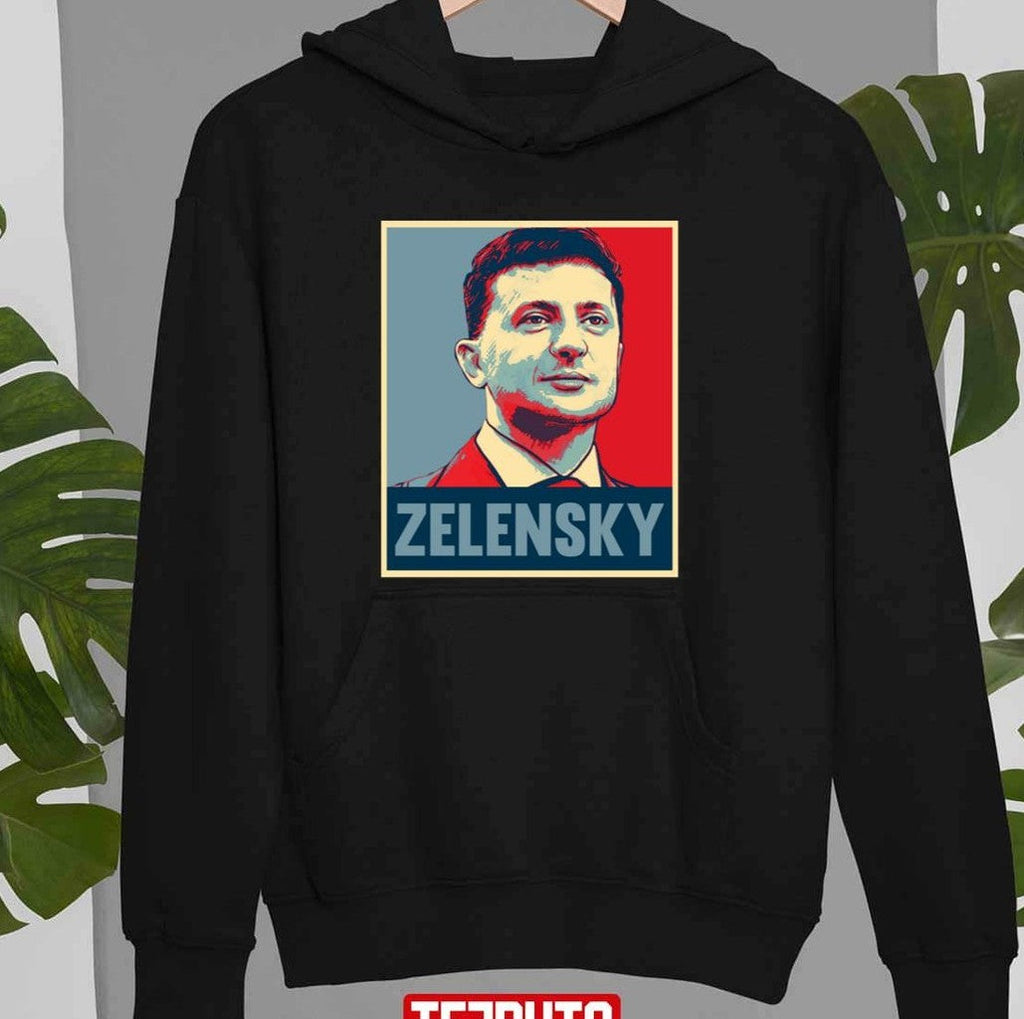 Portrait Ukrainian President Volodymyr Zelensky Hope Art Unisex Sweatshirt