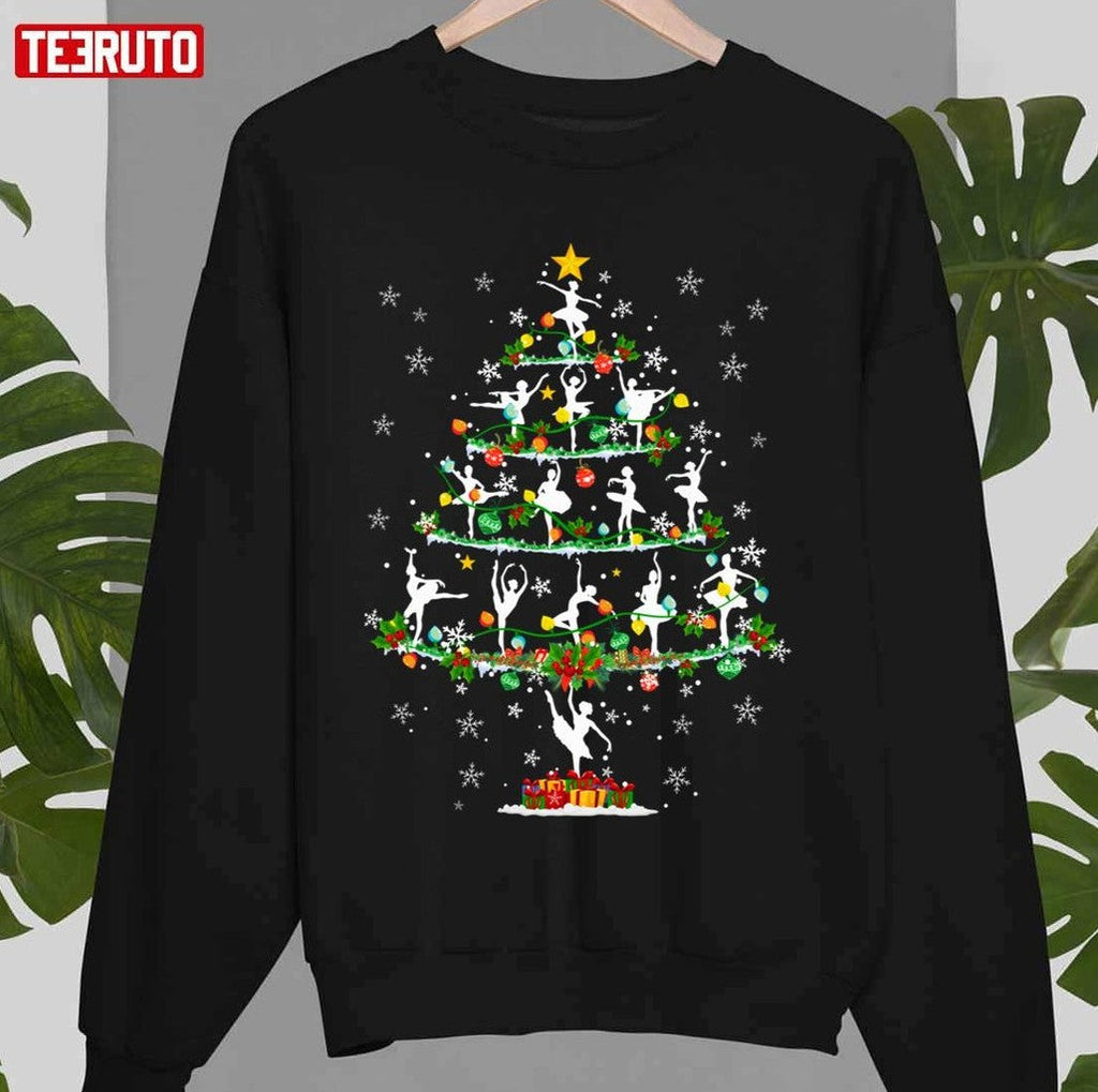 Ballet Dance Xmas Lighting Santa Ballet Dance Christmas Tree Unisex Sweatshirt
