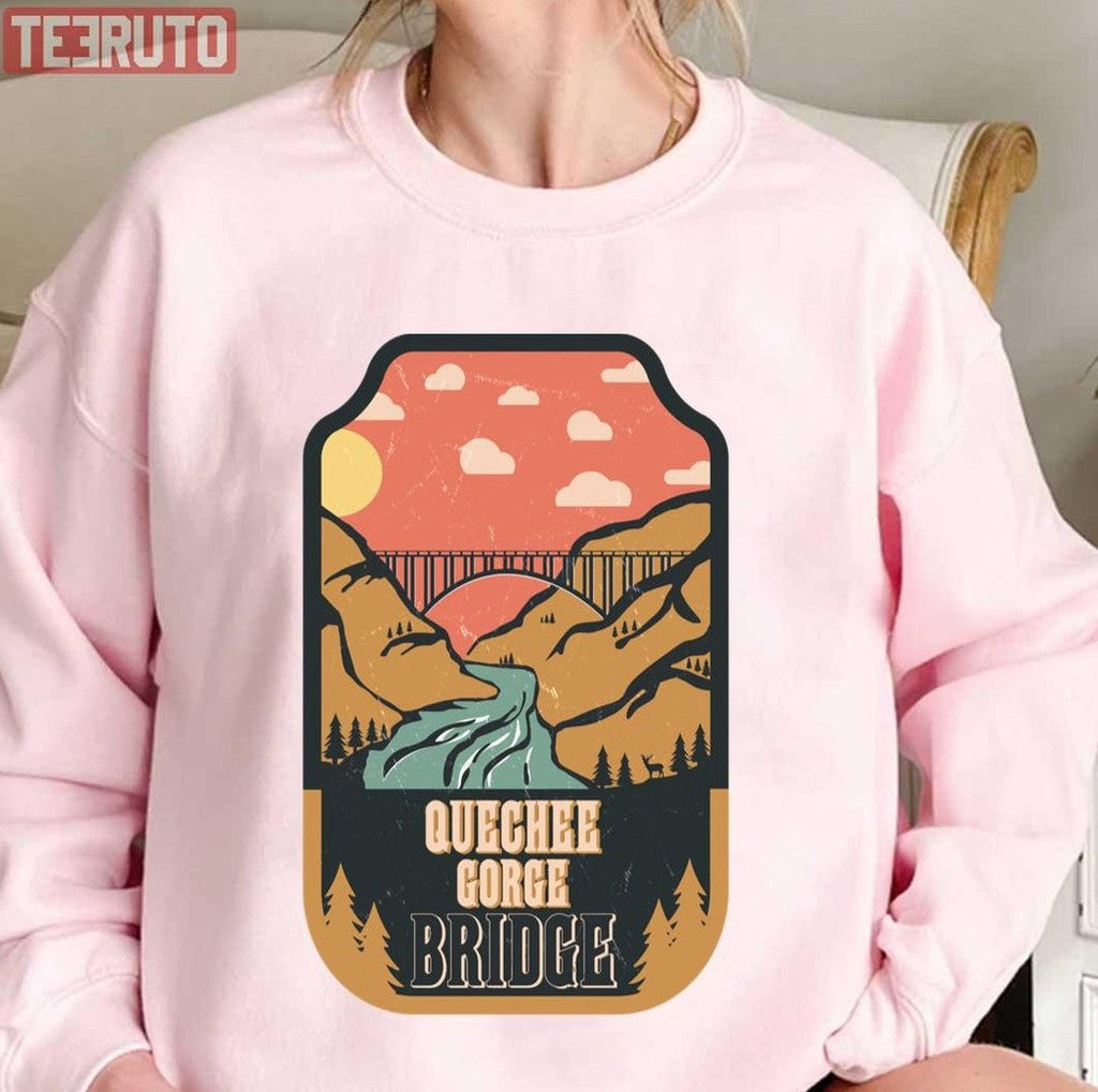 Quechee Gorge Bridge Retro Design Unisex T-Shirt