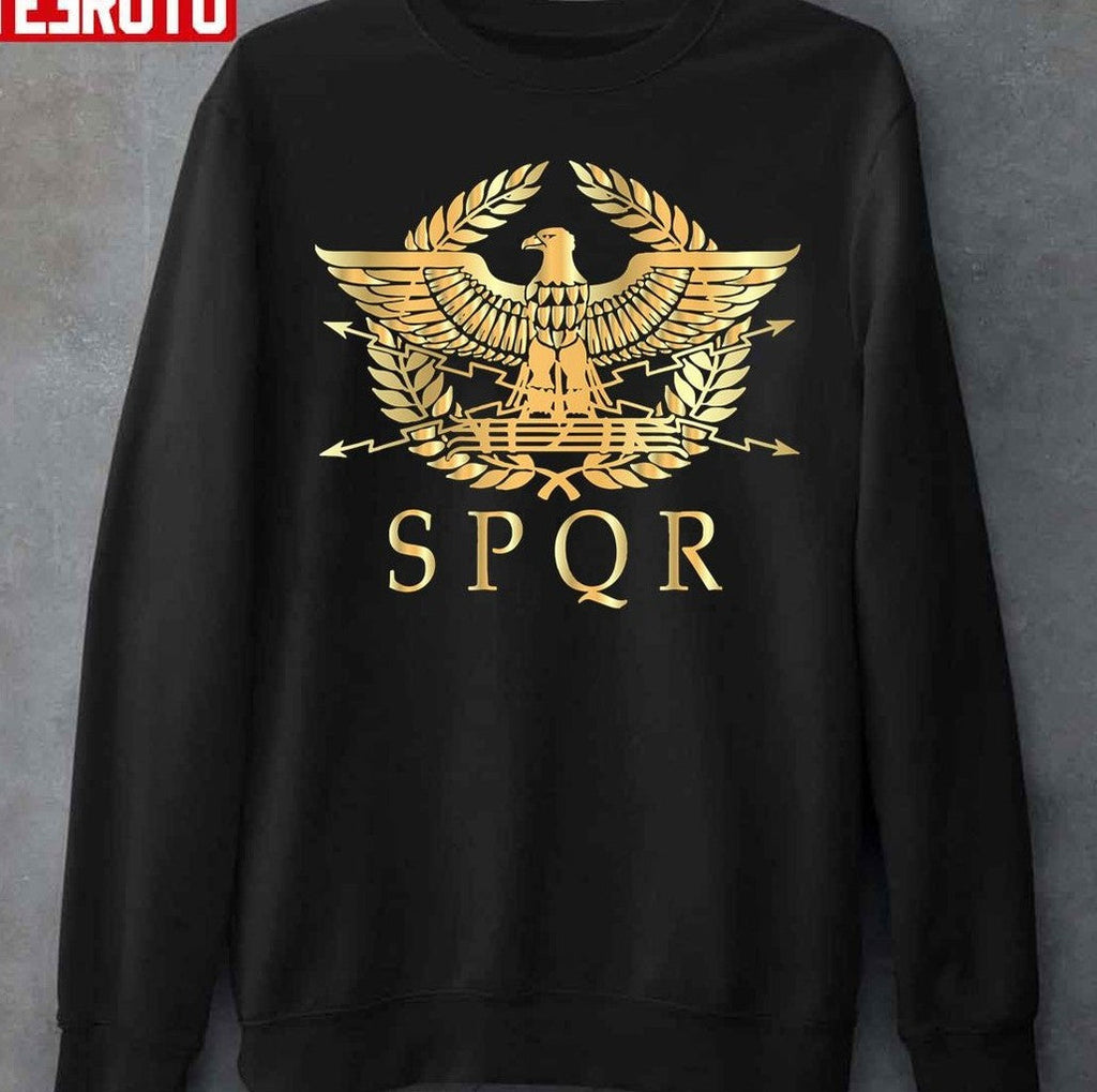 SPQR Roman Empire Standard Eagle Emblem Vintage Gold Shield Unisex T-Shirt