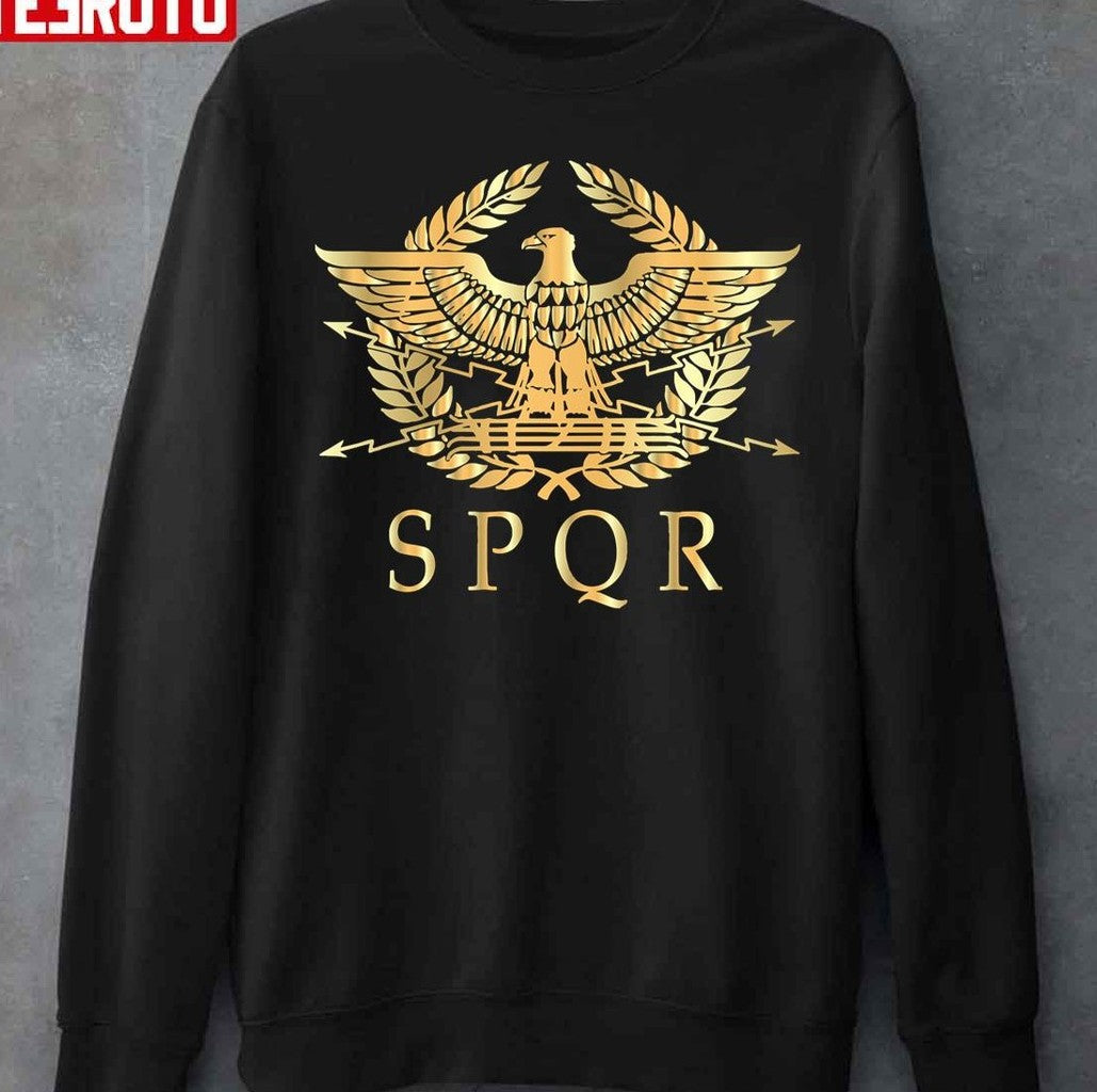 SPQR Roman Empire Standard Eagle Emblem Vintage Gold Shield Unisex T-Shirt