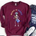 Music Is Magic Acoustic Guitar Lovers Funny Skeleton Version Unisex Sweatshirt
