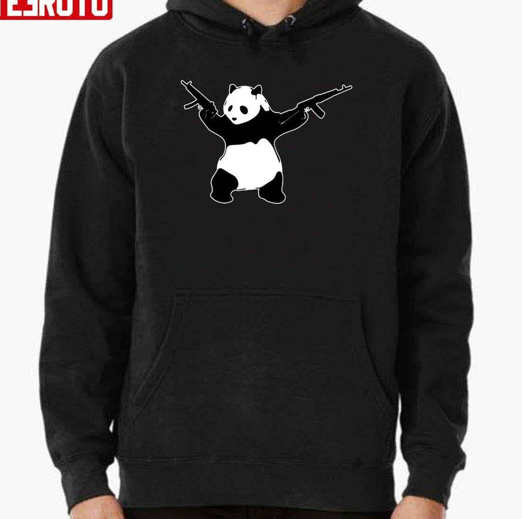 Banksy's Panda Holding Assault Rifles Unisex Sweatshirt
