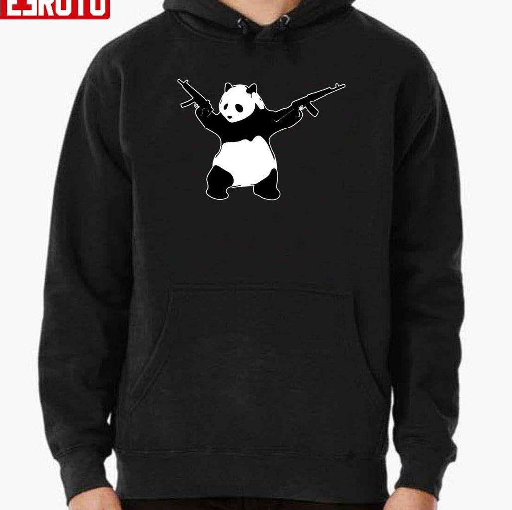 Banksy's Panda Holding Assault Rifles Unisex Sweatshirt