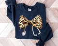 Leopard Print stethoscope Sweatshirt, Retro Nurse Shirts, RN, Unisex Stethoscope Crewneck Sweatshirt, Nursing School, Nurses Week Appreciation