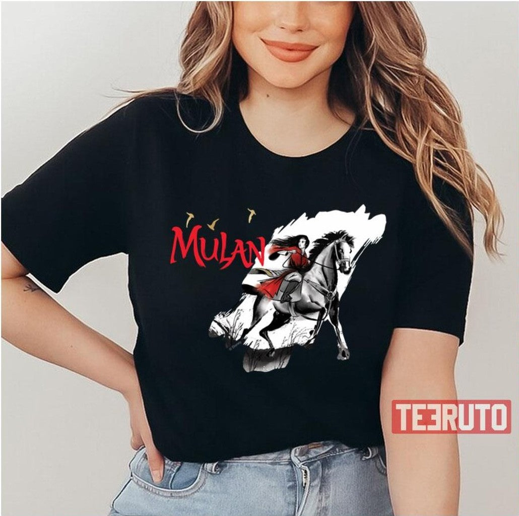 Riding Black Wind Watercolor Brush Art Mulan Unisex T-Shirt