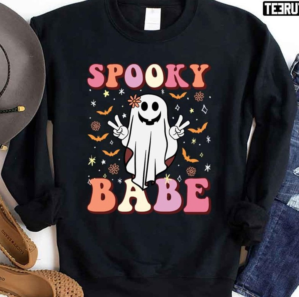 Say Hi Spooky Babe Halloween Ghost Spooky Vibes Halloween 2022 Unisex Sweatshirt