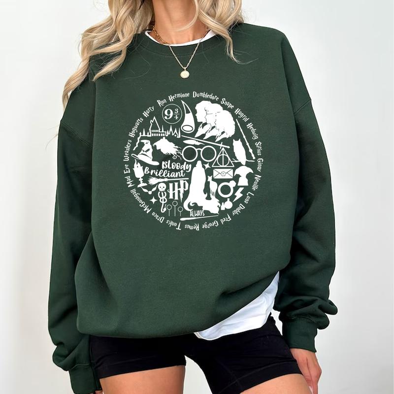 HP Characters And Quotes Sweatshirt Hoodie Shirt Cotton Fit