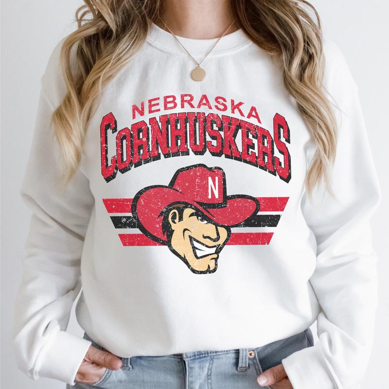 Nebraska Cornhuskers Vintage  Football NCAA Sweatshirt, Vintage Sweatshirt NCAA, Classic Sport Sweatshirt, Gifts For Football Fan Sport