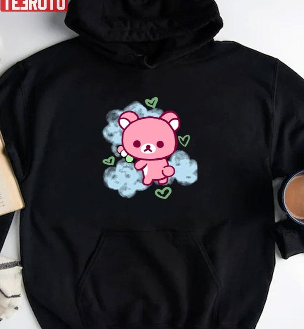 Pink Korilakkuma With Blue Clouds Unisex T-Shirt