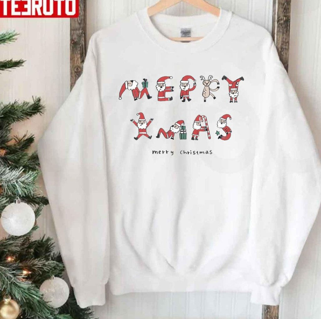 Santa Fonts Merry Christmas Unisex Sweatshirt