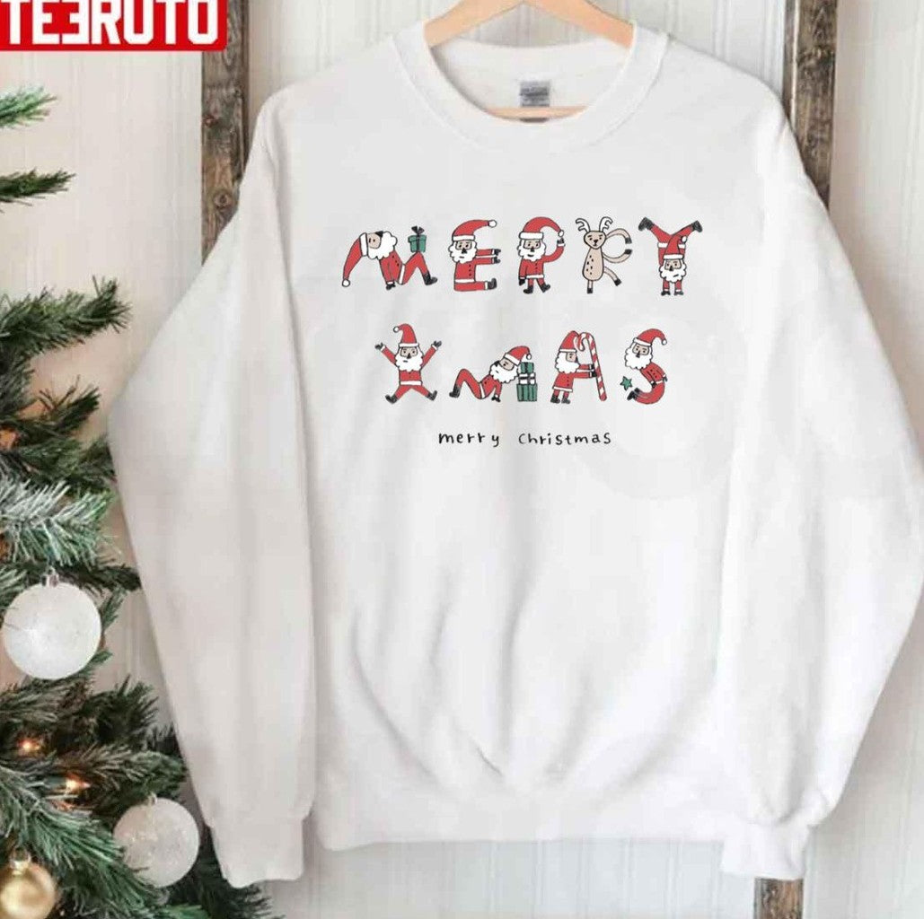 Santa Fonts Merry Christmas Unisex Sweatshirt