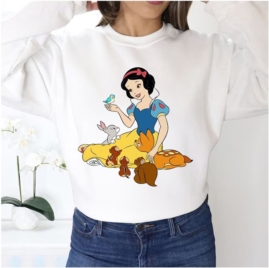 Snow White And Animals In Forest Unisex Sweatshirt