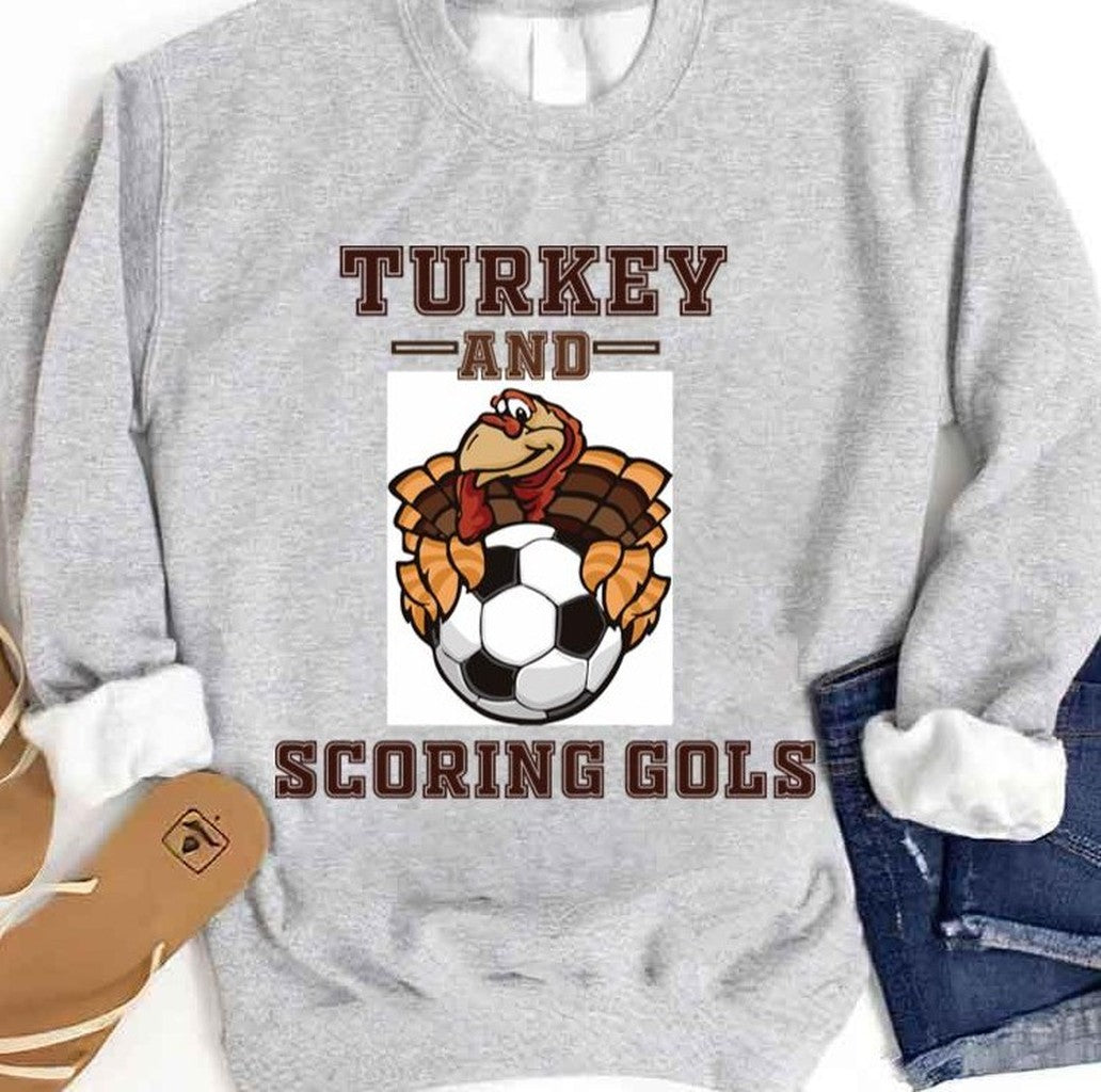 Soccor Thanksgiving Turkey And Scoring Gols Unisex Sweatshirt