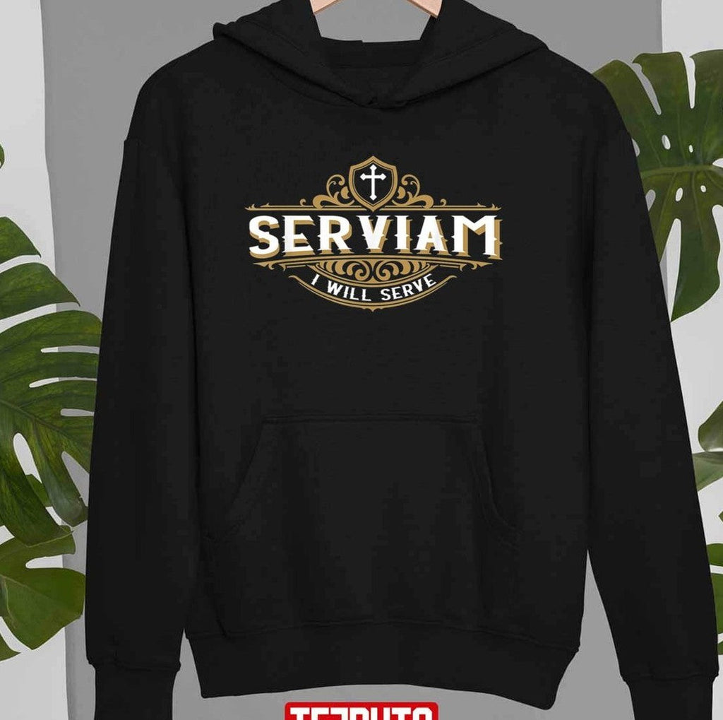 Serviam Will Serve Saint Michael Latin Phrase Catholic Unisex Hoodie