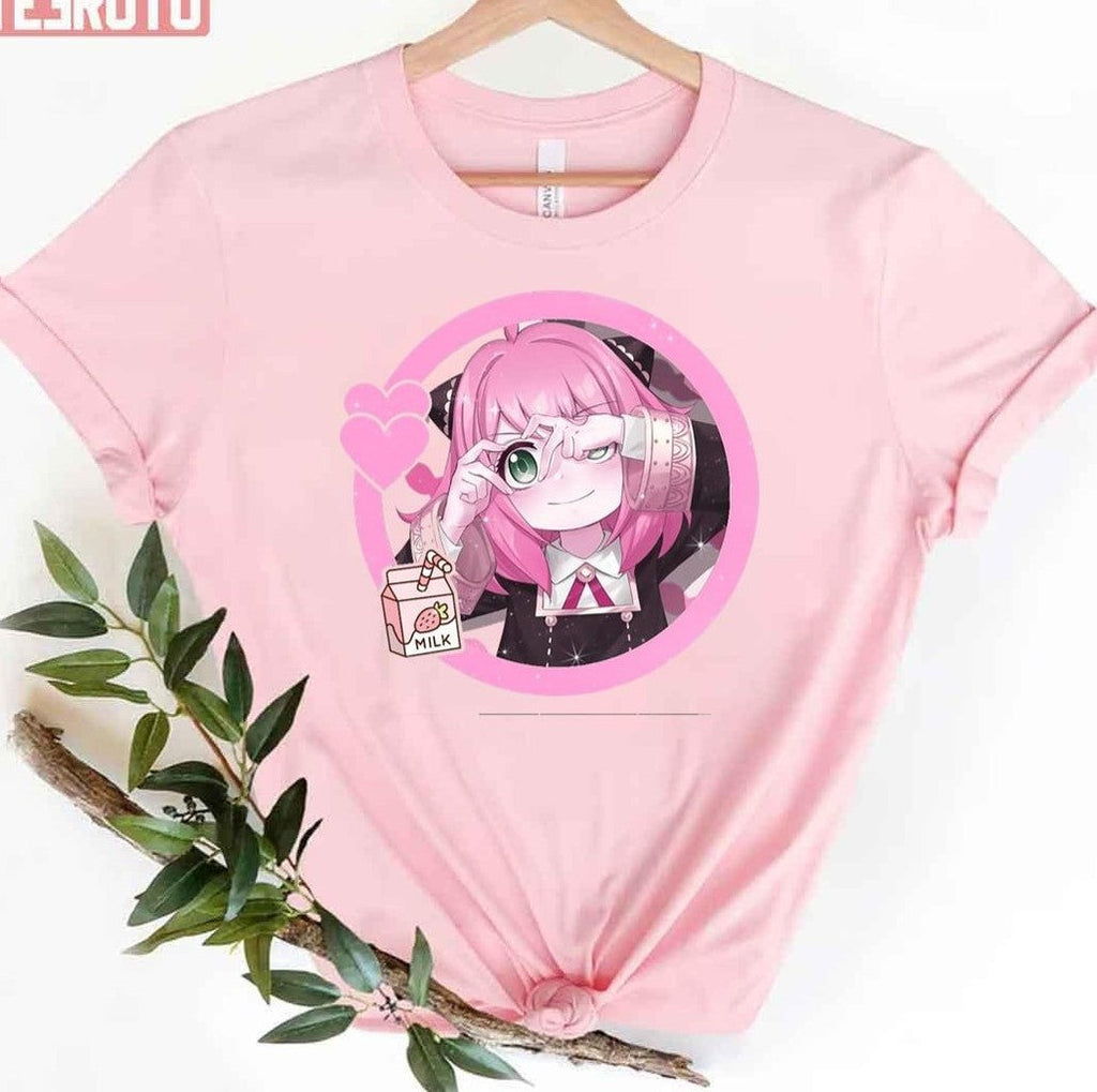 Pink Strawberry Milk Anya Love Spy X Family Love Unisex T-Shirt