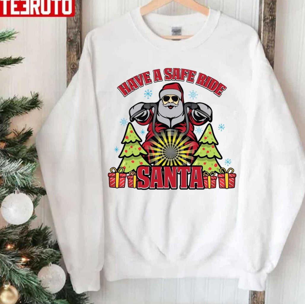 Santa Claus Happy Motorcycle Christmas Unisex Sweatshirt