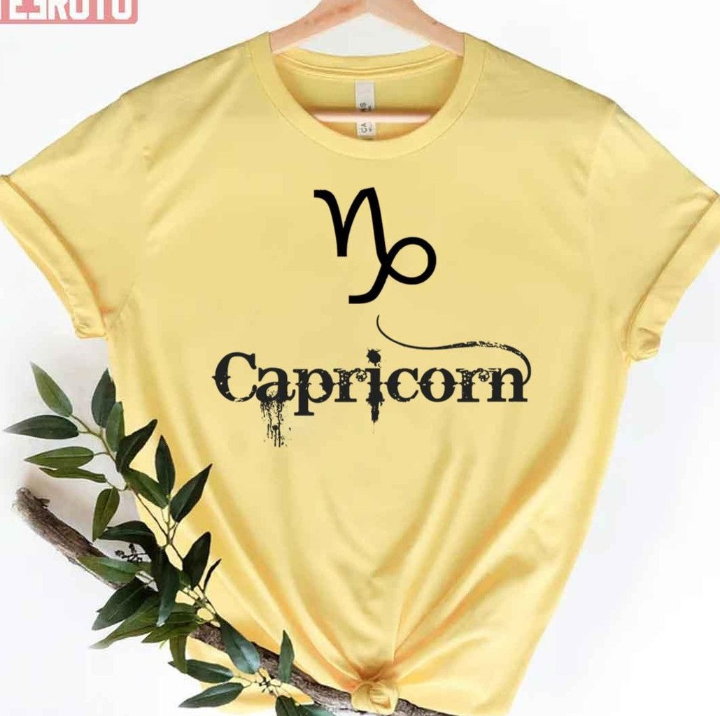 Black Font Capricorn Unisex T-Shirt