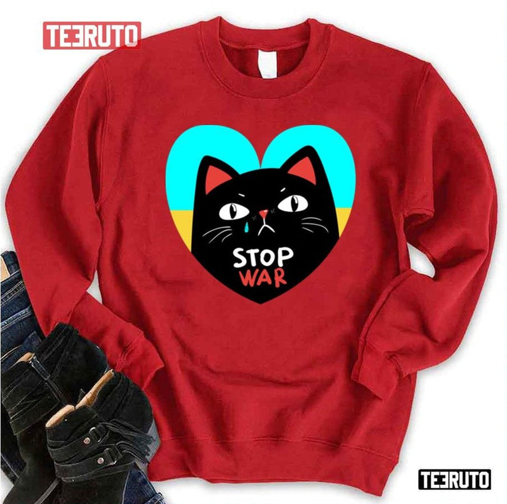 Stop War Banner Flyer Card Badge Ukraine Unisex Sweatshirt