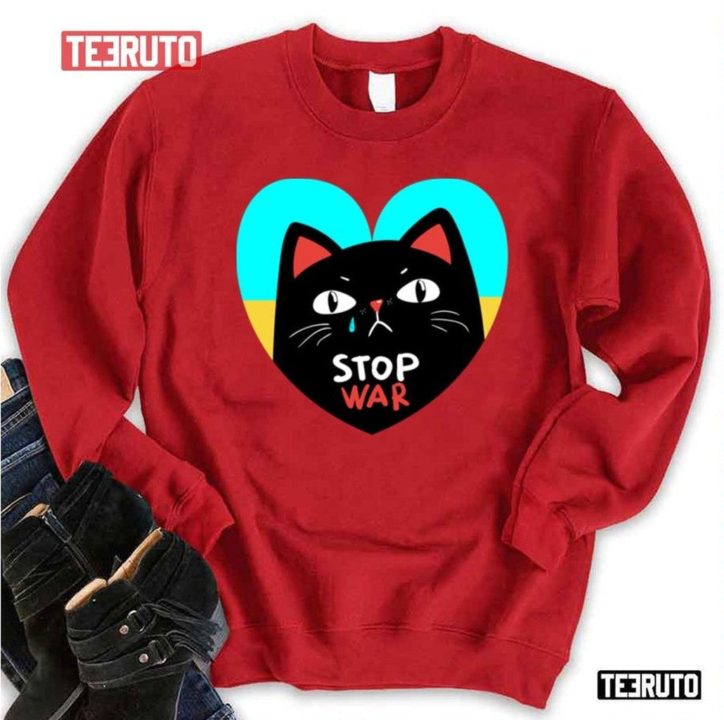 Stop War Banner Flyer Card Badge Ukraine Unisex Sweatshirt