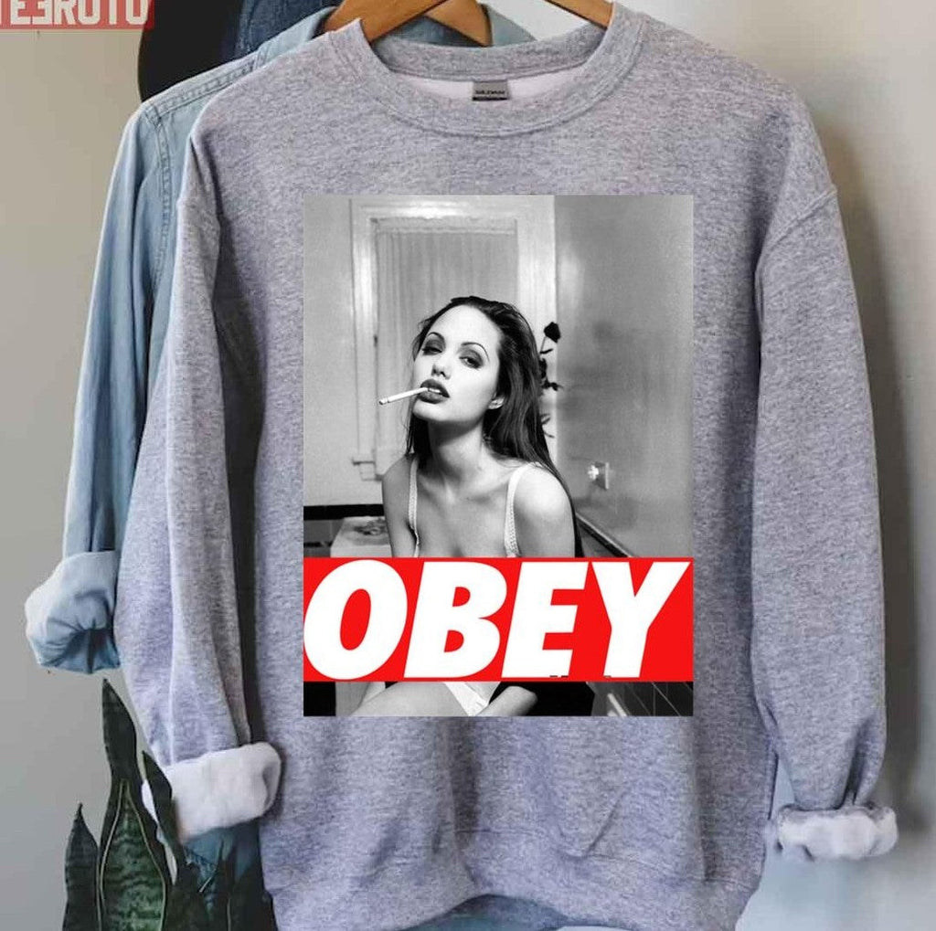 Angelina Jolie Obey Black And White Unisex T-Shirt