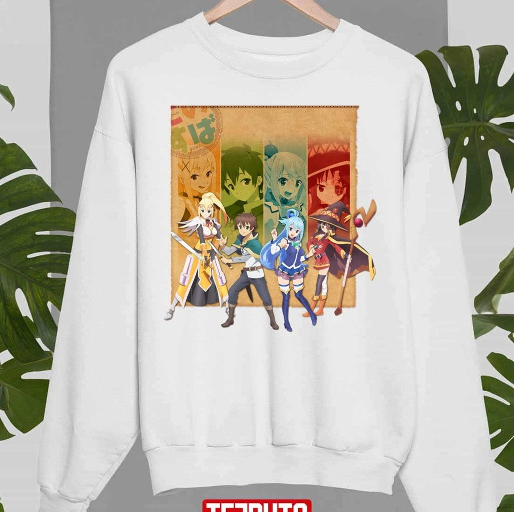 The Four Main Characters Of Konosuba Anime Unisex T-shirt