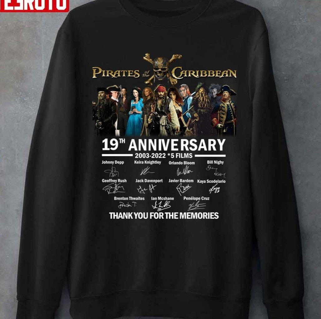 Pirates Of The Caribbean 19th Anniversary Cast Full Signed Thank You Movie Unisex Sweatshirt