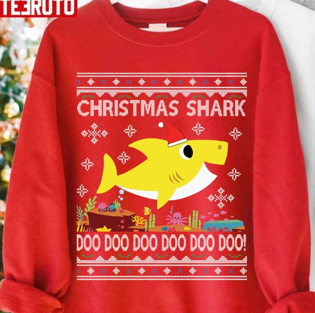 Baby Shark Christmas Knit Doo Doo Doo Unisex Sweatshirt