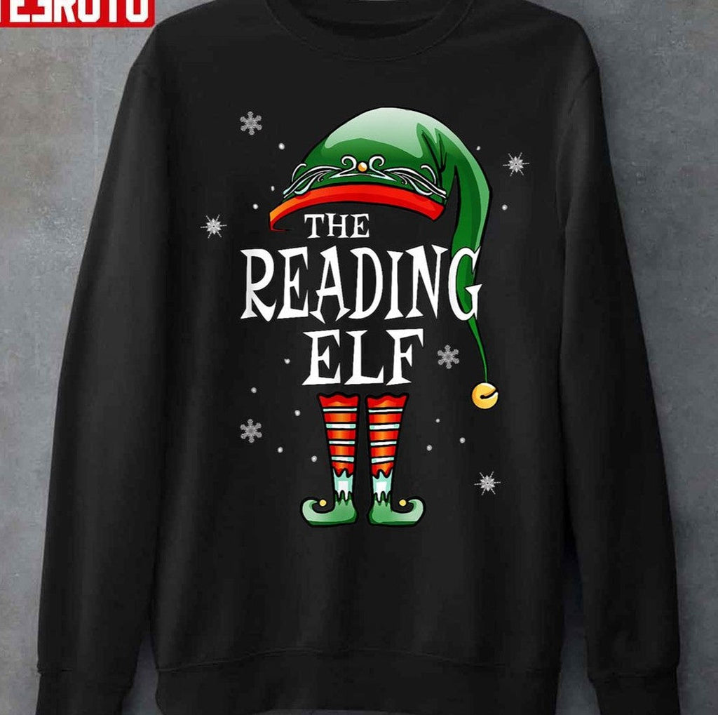 Reading Elf Christmas Vintage Unisex T-Shirt