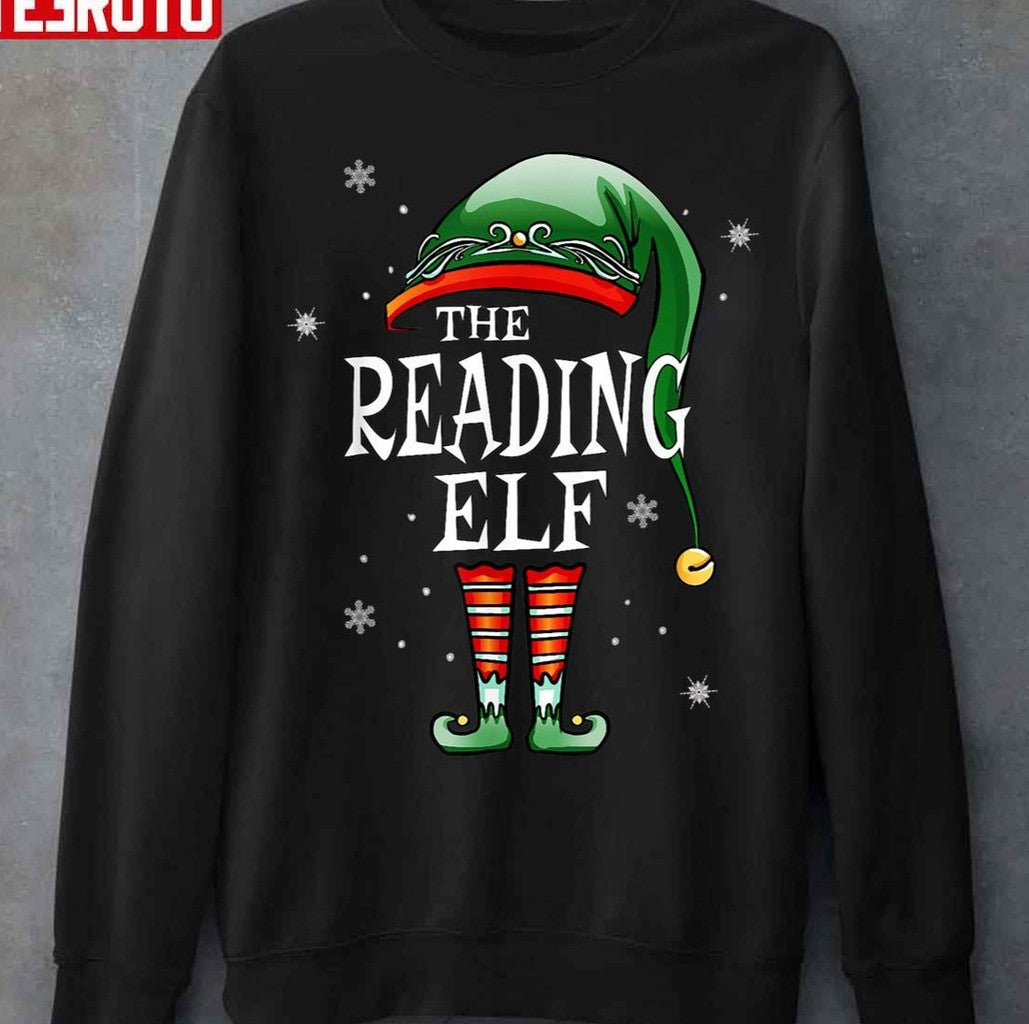 Reading Elf Christmas Vintage Unisex T-Shirt