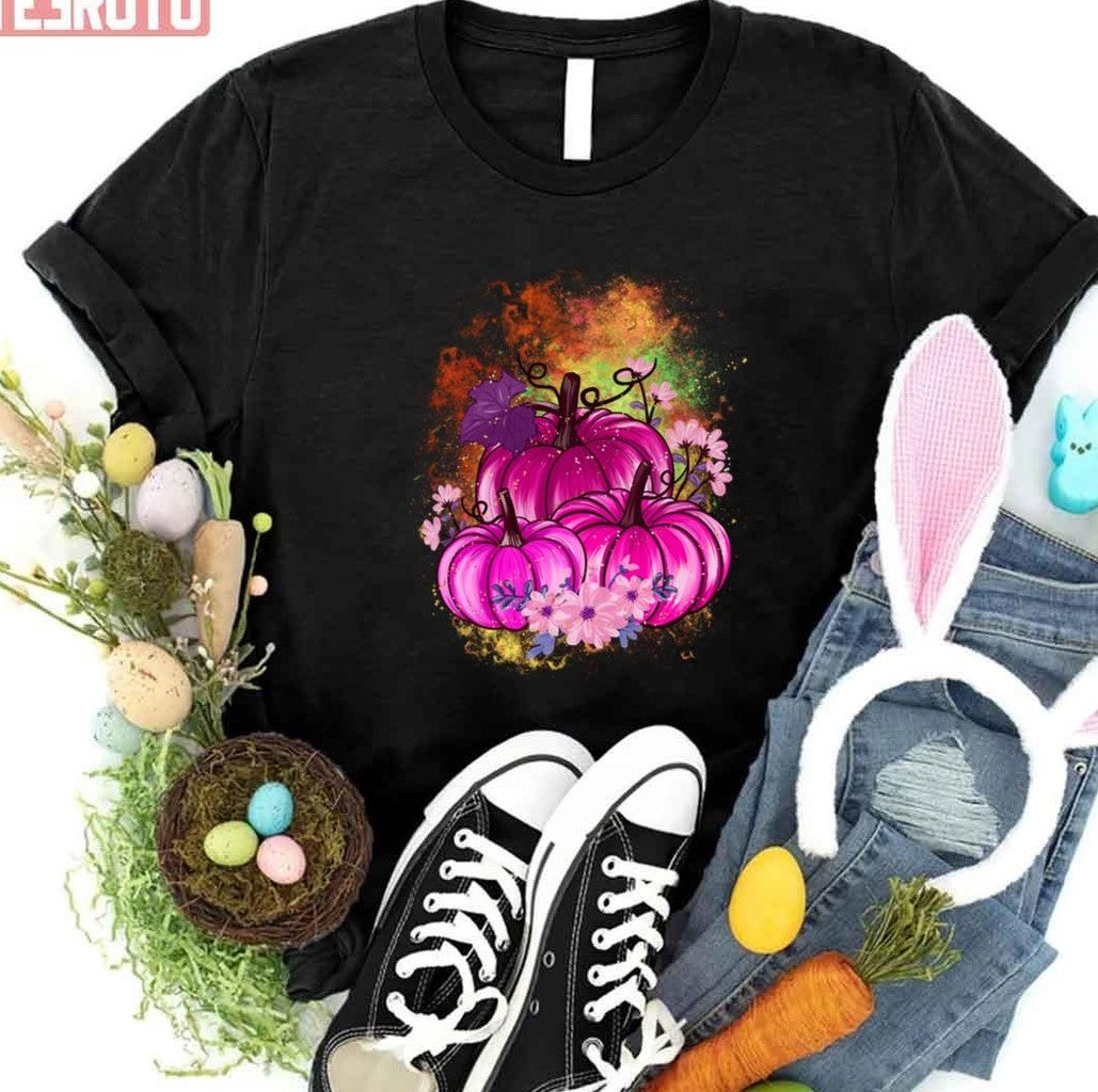 Pink Pumpkin Halloween Artwork Unisex T-Shirt
