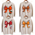 Vintage College Football Bows Inspired Sand Crewneck Sweatshirt, Vintage Football Coquette Sweatshirt, Vintage NCAA Crewnecks, Gift For Fans