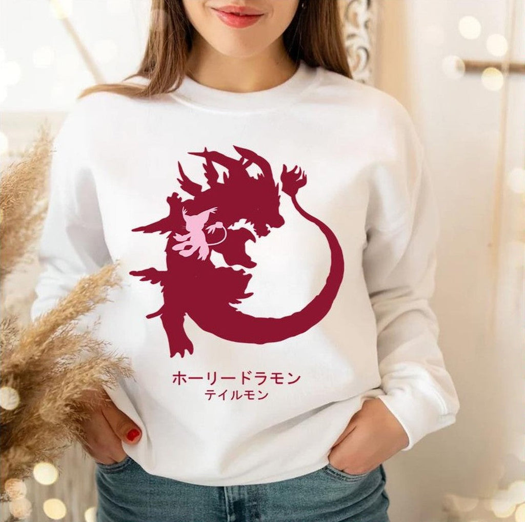 Tailmon Siluet Mega Evolution Digimon Unisex Sweatshirt