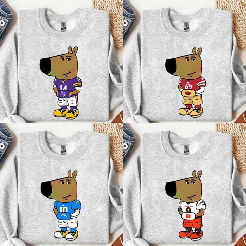Chill Guy All Teams Football Unisex Sweatshirt, Chill Guy Sweatshirt, Vintage Football Shirt, Gildan Unisex Crewneck, Full Sizes Colors