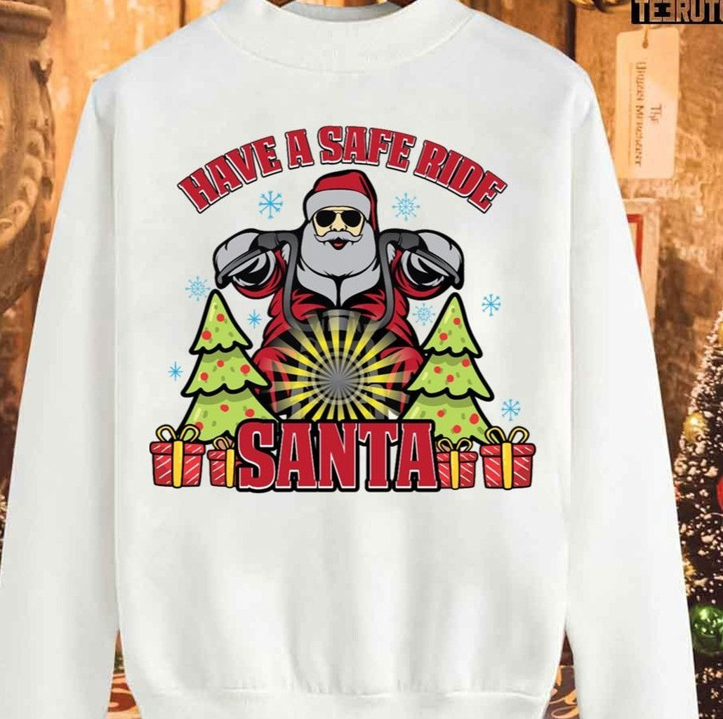 Santa Claus Happy Motorcycle Christmas Unisex Sweatshirt