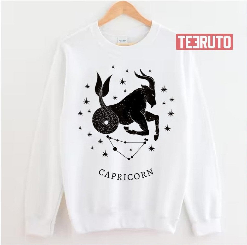 Black Capricorn Zodiac Sign Unisex Sweatshirt