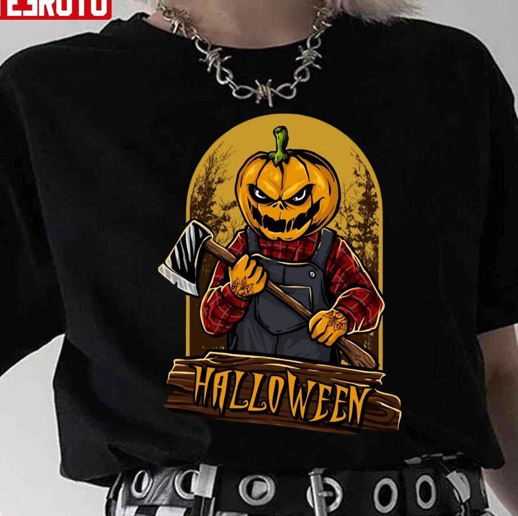 Scary Pumpkin Head Halloween Unisex Sweatshirt