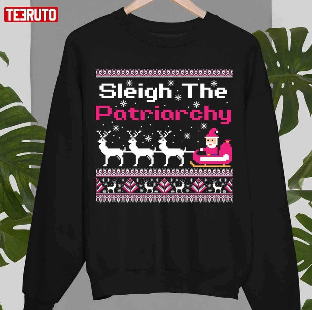 Pink Sleigh The Patriarchy Feminist Christmas Unisex Sweatshirt