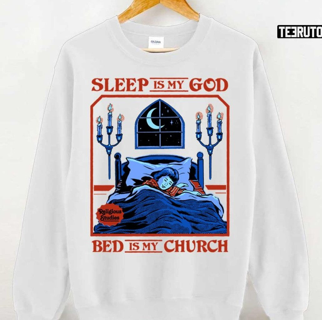 Sleep Is My God Bed Is My Church Funny Vintage Kids Art Unisex T-Shirt