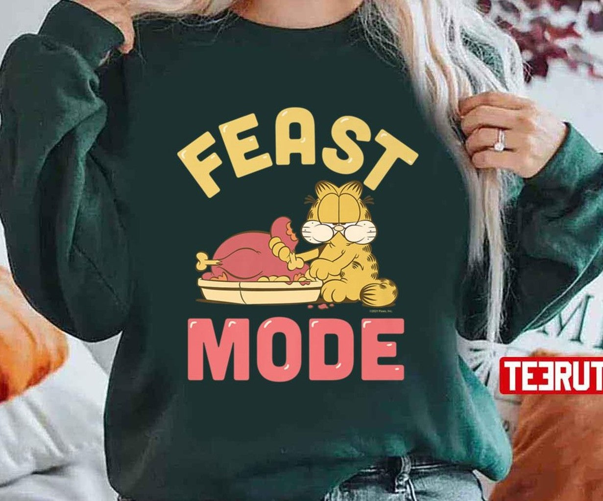 Thanksgiving Turkey Feast Mode Garfield Funny Unisex T-shirt